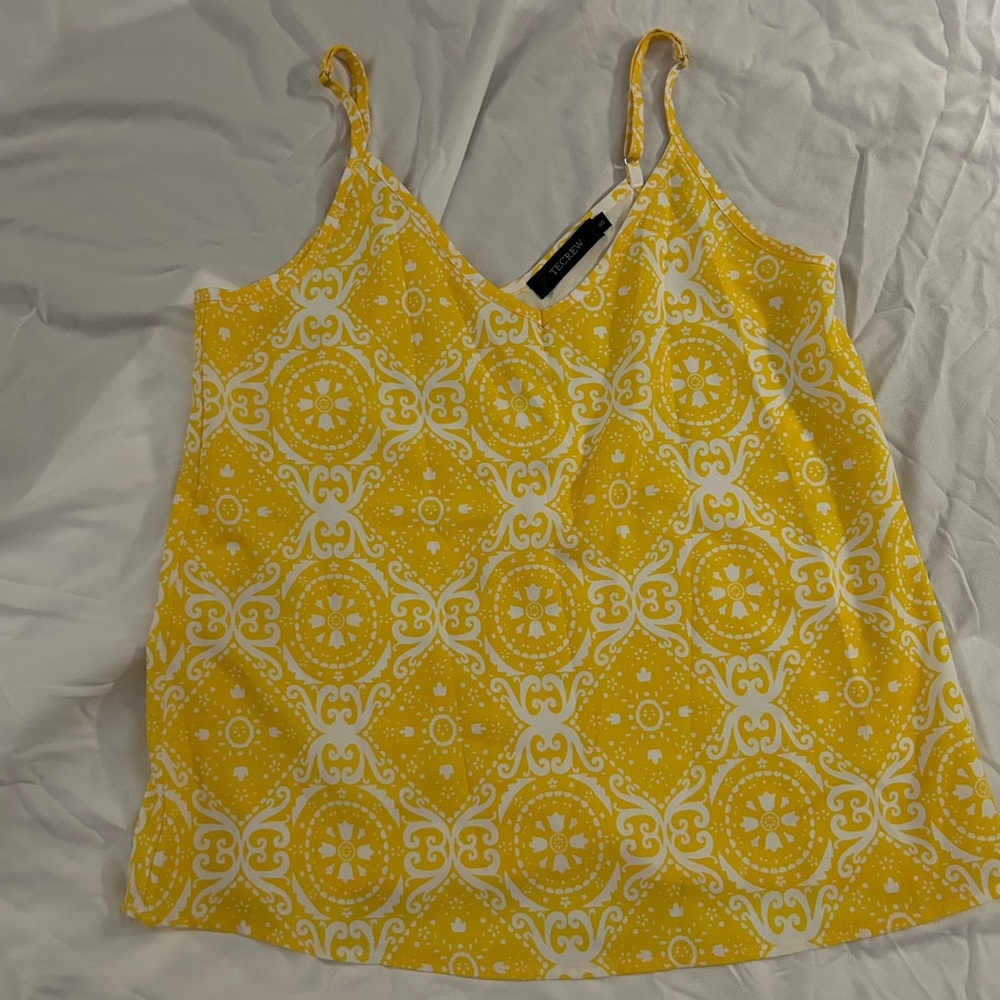 J. Crew Yellow and White Geometric Camisole